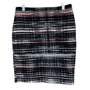 Ann Taylor Factory Black, Blue, Pink and White Print Pencil Skirt 2P EUC